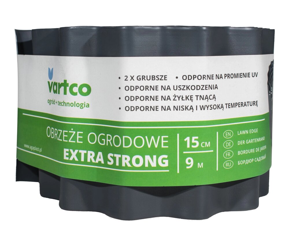 Бордюрна стрічка 15 см 9 метрів сіра посилена VARTCO (Польща) ТОП від компанії Tolanis - фото 1