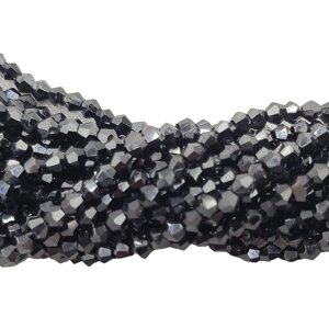 Намистини кришталеві (біконус) 2 мм, нитка 165-170 шт, колір - чорний