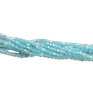 Намистини кришталеві (біконус) 2 мм, нитка 165-170 шт, колір - з переливом блакитний прозорий