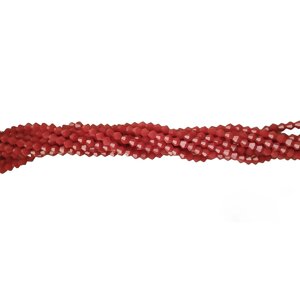 Намистини кришталеві (біконус) 4 мм, нитка 85-90 шт, колір - червоний матовий