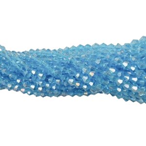 Намистини кришталеві (Биконус) 4 мм, пачка 95-100 шт, колір - блакитний