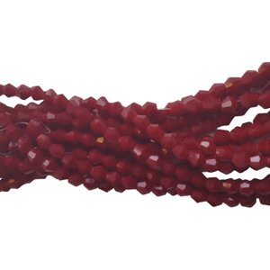 Намистини кришталеві (Біконус) 6 мм пачка 50 шт, колір темно-червоний матовий