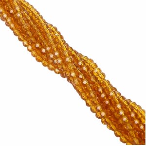 Намистини кришталеві (рондель) 6 мм, нитка 85-90 шт, колір - медовий