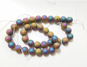 Намистини на нитці, скляні кульки для агатів, фіолетового кольору з переливанням 8 мм