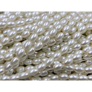 Beads Pearl Rice (скло), 5*7,5 мм пакет 100-110 pc, колір - молоко