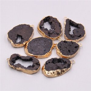 Друзовий кварц, серце, роз'єм для чорних ювелірних виробів із золота, 1 шт.