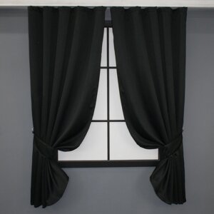 Комплект (2шт. 1,4х1,7м.) коротких штор із тканини блекаут "Midnight"Колір чорний. Код 1165ш 35-0042
