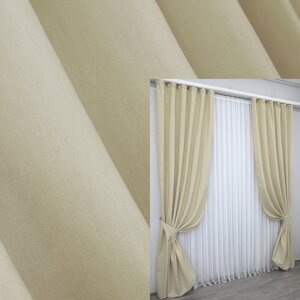 Комплект (2шт. 1,5х2,7м.) готових штор, із тканини "Ibiza"Колір кремовий. Код 1185ш 33-0024