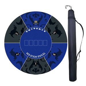 Килимок для покеру круглий з візерунком 60*60 см з сумкою-чохлом чорно-синій (NR0176_2)