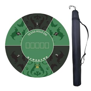 Килимок для покеру круглий з візерунком 60*60 см з сумкою-чохлом чорно-зелений (NR0176_1)