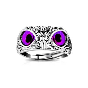 Красиве кільце в стилі сови з фіолетовими очима (NR0045_4)