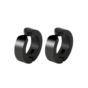 Модні сталеві сережки-кліпси кільце чорне (NS0039_2)