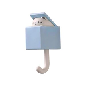 Оригінальний настінний гачок з котиком в коробочці блакитний (TA0025_2)