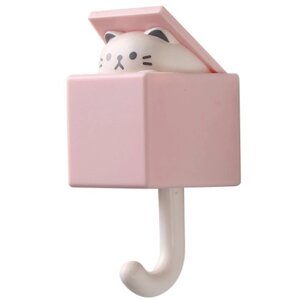Оригінальний настінний гачок з котиком в коробочці рожевий (TA0025_1)