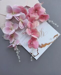 Прикраси в зачіску, набір шпильок квіти гортензії рожевого кольору, 2 шт Ksenija Vitali