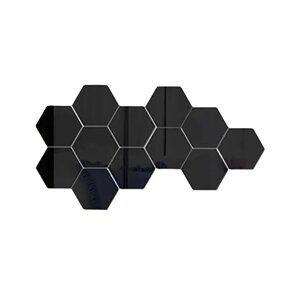 Дзеркальний настінний декор чорний 12,6х11 см 12 шт (NS0051_5)