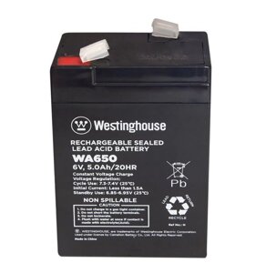Акумулятор свинцево-кислотний 6V/5Ah Westinghouse WA650N-F2 AGM