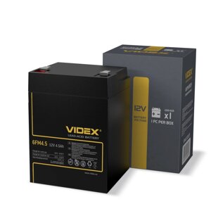 Акумулятор свинцево-кислотний Videx 6FM4.5 12V/4.5Ah color box 1