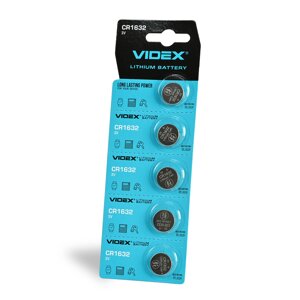 Батарейка літієва videx CR1632 5шт blister CARD