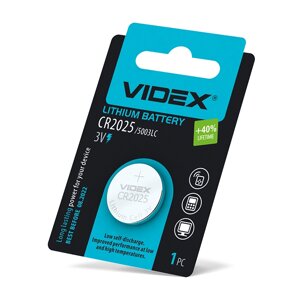 Батарейка літієва videx CR2025 1шт blister CARD