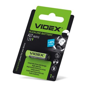 Батарейка лужна videx а27 1шт blister CARD