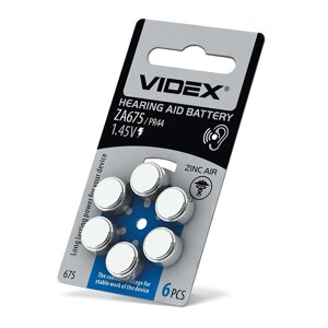 Батарейка повітряно цинкова Videx ZA675 (PR44) BLISTER 6