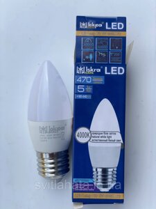 LED Lamp C37 5W 4000K E27 "Iskra" Іскра (свічка), лампа для дому, лампа для люстри з тонким цоколем