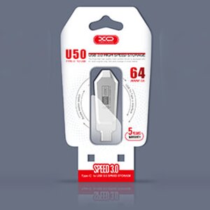 Флеш XO 64GB (U50) Type-c to USB OTG серебряный