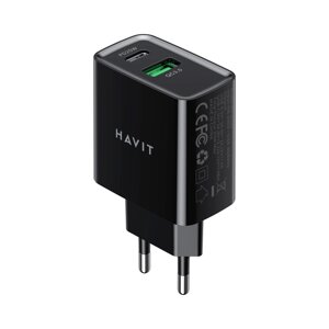 Зарядний пристрій HAVIT HV-UC111 20W USB+USB-C black