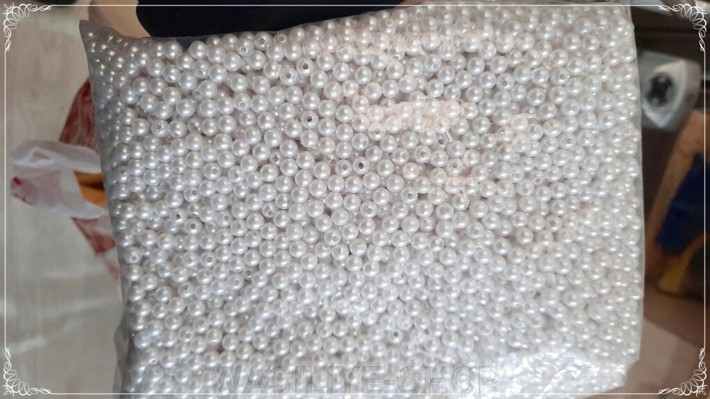 Намистини під перли пришивних акрилові уп. 500 грам від компанії WASILIYE-SHOP - фото 1