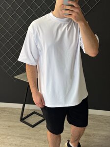 Футболка біла оверсайз чоловіча oversize white базова basic бавовняна