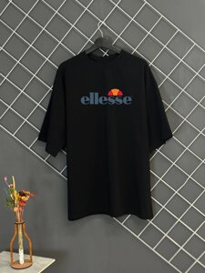 Футболка Ellesse чорна оверсайз чоловіча oversize Елессе бавовняна