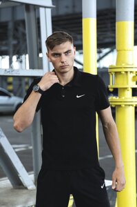 Футболка Поло Чоловіча чорна Nike (Найк)