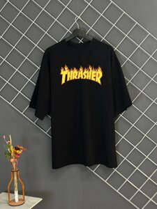 Футболка Thrasher чорна оверсайз чоловіча oversize Трешер бавовняна