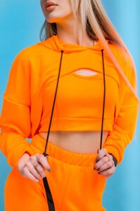 Худі Жіноче вкорочене 'Loop' Brand помаранчеве кофта толстовка яскрава + ТОП