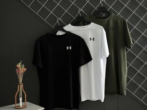 Комплект із трьох футболок Under Armour чорна біла хакі футболка Андер Армор