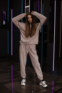 Костюм жіночий "Powder" спортивний Oversize какао пудра осінній весняний