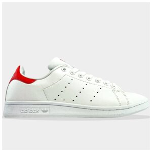 Кросівки Adidas Stan Smith White Red, білі шкіряні кросівки адідас Стен Сміт стан