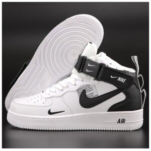 Кроссовки Nike Air Force 1 TM White Black, кроссовки найк аир форс 1 тм, кросівки Nike Air Force 1 Mid 07 LV8