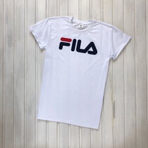 Чоловіча біла футболка з принтом "Fila"