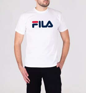 Чоловіча біла футболка з принтом "FILA"