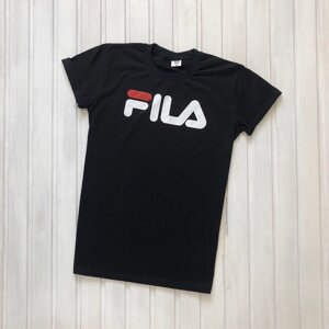 Чоловіча чорна футболка з принтом "Fila"