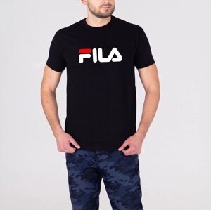 Чоловіча чорна футболка з принтом "FILA"