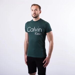 Чоловіча темно-зелена футболка з принтом "Calvin Klein"