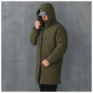 Чоловіча зимова довга куртка ASOS на пуху, тепла хакі курточка на зиму зелена Асос