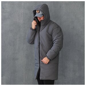 Чоловіча зимова довга куртка ASOS на пуху, тепла сіра курточка на зиму графіт Асос