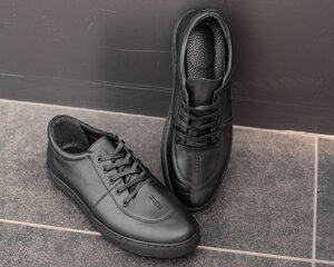Чоловічі чорні кросівки з натуральної шкіри, чоловічі чорні кросівки з натуральної шкірі