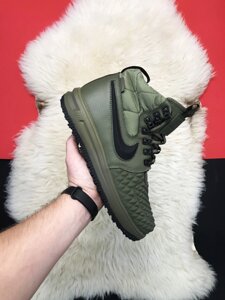 Чоловічі євро зимові кросівки Nike Lunar Force 1 Duckboot 17 Зелена зелена шкіряна хакі Nike Lunar Forsbut