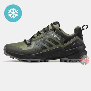 Чоловічі єврозимні кросівки Adidas Terrex Swift R3 Gore-Tex Khaki, хакі кросівки Адідас терекс свифт гортекс