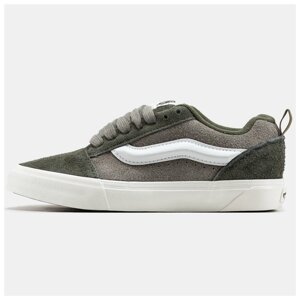 Чоловічі кеди Vans KNU Skool Grey Green White весна-осінь, замшеві кросівки ванс кну вилиць